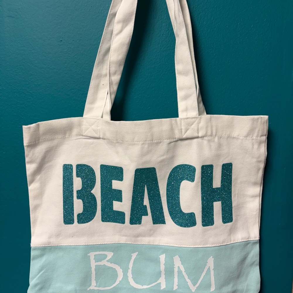 Canvas Tote - White and Teal